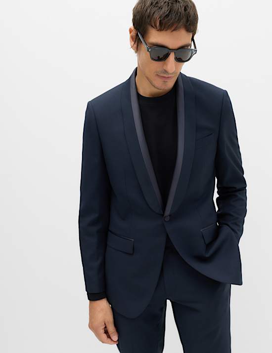 2 Piece Tailored Fit Shawl Collar Tipped Tux Suit