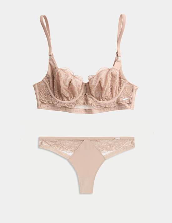 Murcia Lace Wired Longline Balcony Bra Set A-E