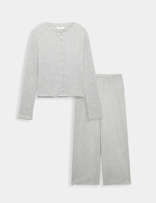 Cotton Blend Pointelle Lounge Cardigan & Bottom Set