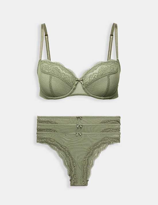 Jasmine Lace Wired Balcony Bra Set A-E