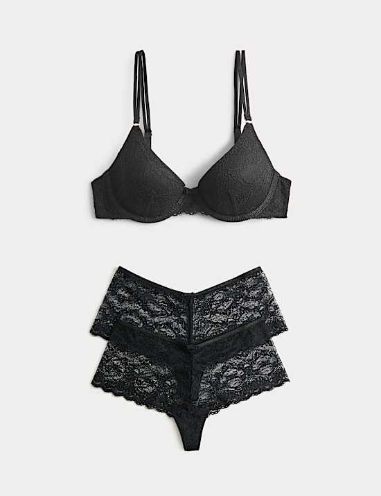 Ida Lace Wired Demi Cup Bra Set A-E