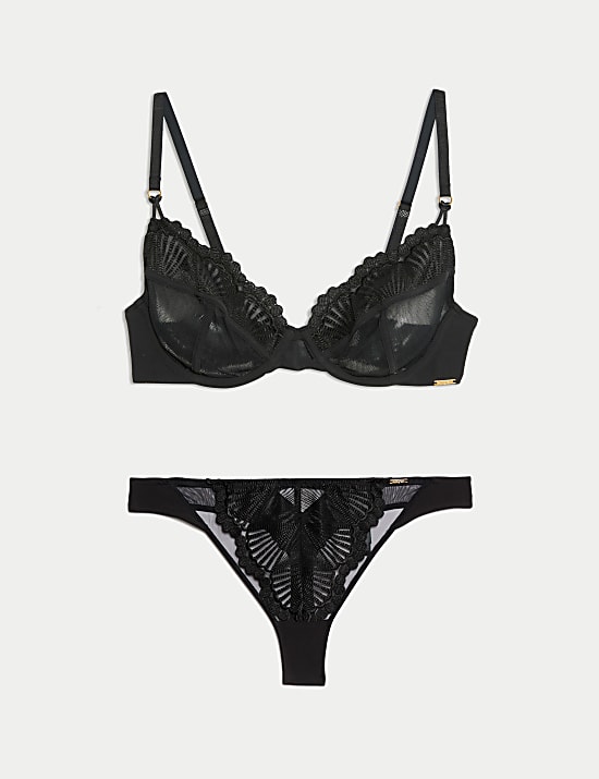 Leon Embroidery Wired Full Cup Bra Set A-E