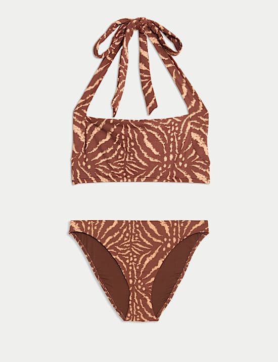 Printed Padded Halterneck Bikini Set