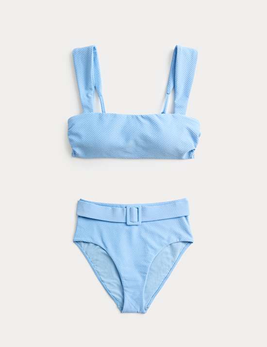 Ensemble de bikini ampliforme &agrave; encolure carr&eacute;e et motif textur&eacute; nid d&rsquo;abeilles