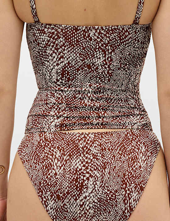 Tummy Control Printed Ruched Tankini Set