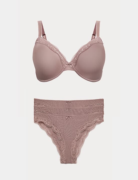 Jasmine Lace Sheer Wired Full Cup Bra Set F-H