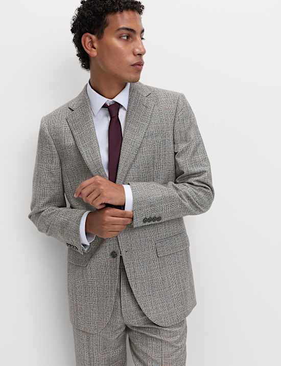 Regular Fit Pure Wool Check Suit