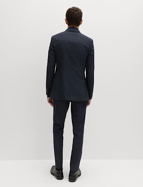 3 Piece Skinny Fit Textured Stretch Suit