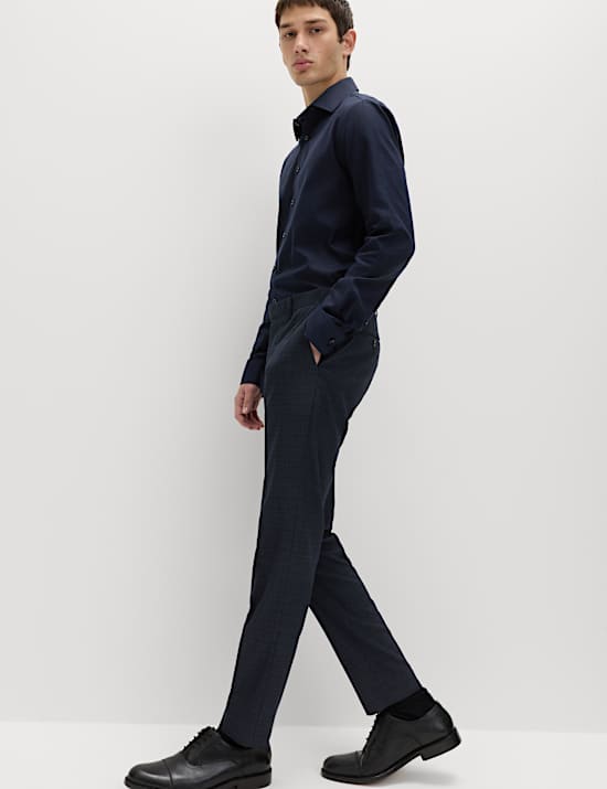 3 Piece Skinny Fit Textured Stretch Suit