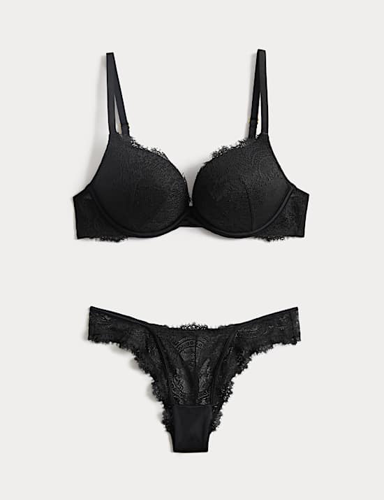 Lace Double Boost Push-Up Plunge Bra Set A-D