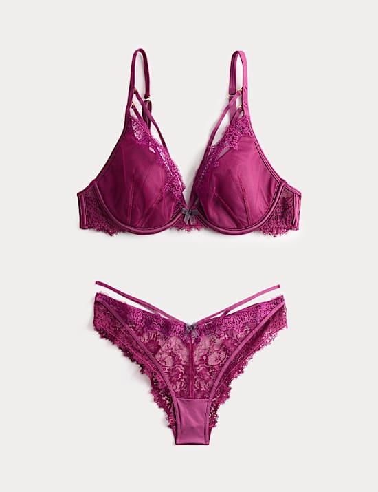 Magda Embroidery Wired Plunge Bra Set A-E