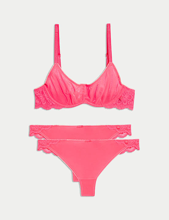 Hanna Glossie Wire Demi Cup Bra Set A-E