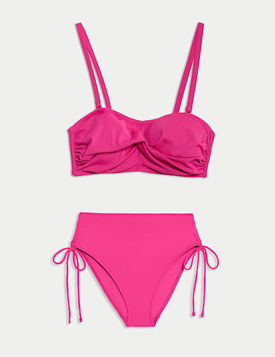 Ensemble maillot de bain bandeau ampliforme à devant torsadé