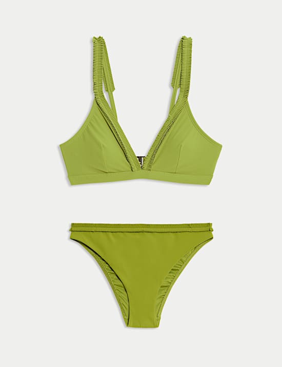 Pleated High Leg Bikini Set