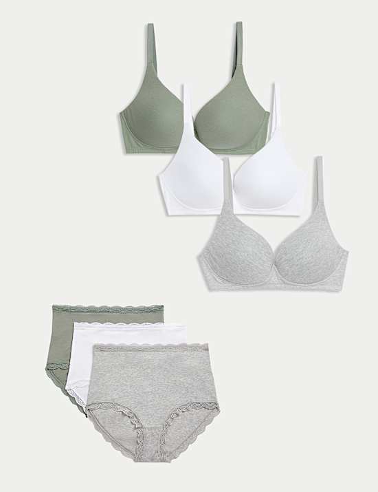 מארז 3 סטים של חזיות טי-שירט ללא ברזלים עם מחשוף עמוק, במידות A-E