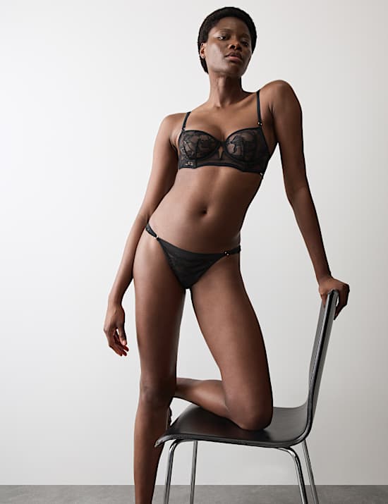 Savannah Lace Wired Longline Balcony Bra Set A-E