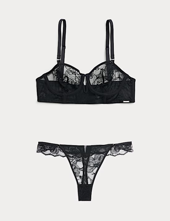 Savannah Lace Wired Longline Balcony Bra Set A-E