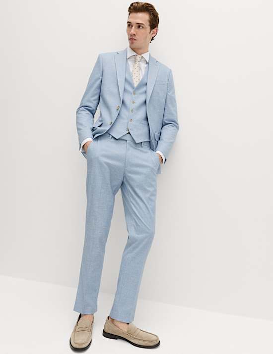 3 Piece Slim Fit Textured Stretch Suit