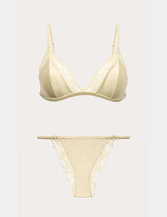 Savannah Satin & Lace Triangle Bralette Set