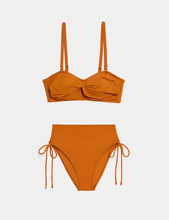 Padded Twist Front Bandeau Bikini Set