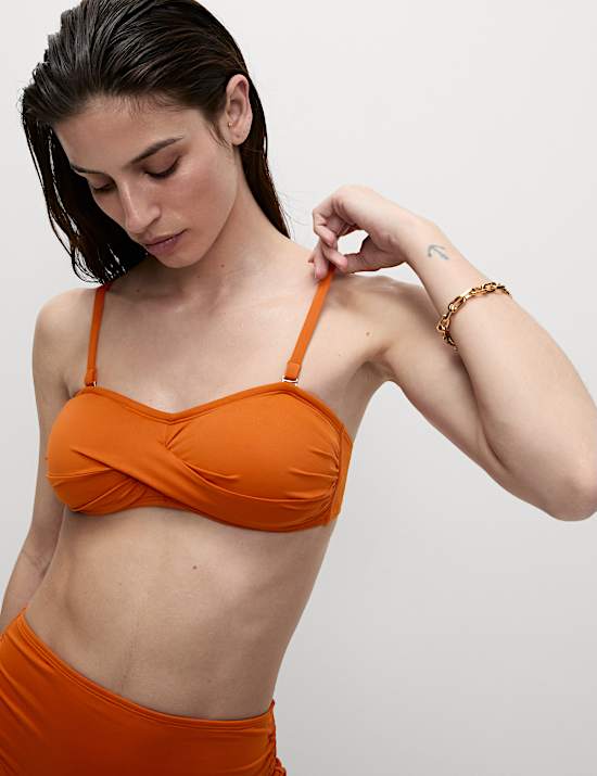 Padded Twist Front Bandeau Bikini Set