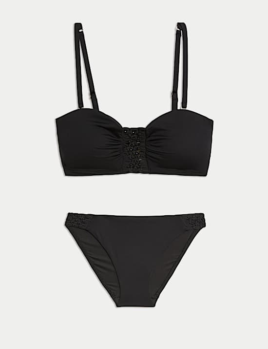 Macramé Detail Padded Bandeau Bikini Set