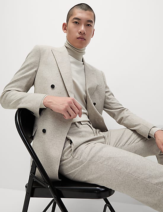 Tailored Fit Wool Rich Double Breasted Suit