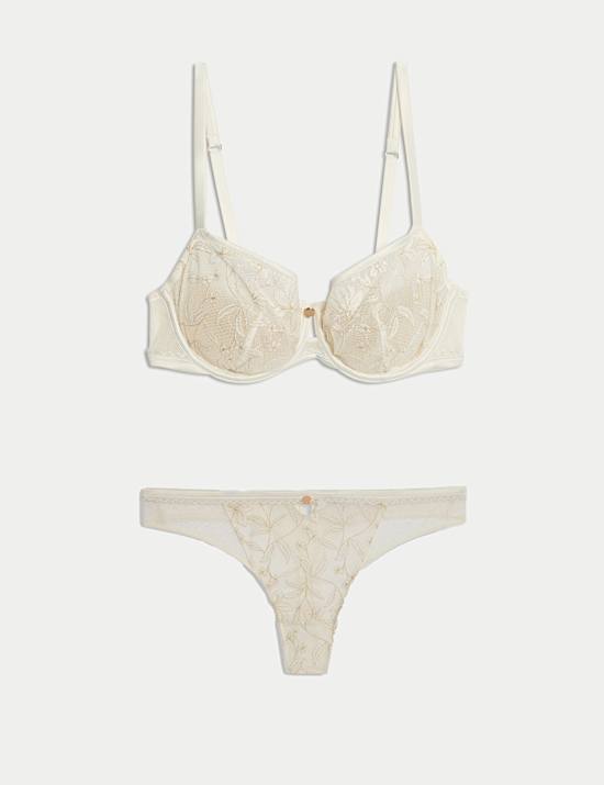 Trousseau Embroidery Wired Balcony Bra Set A-E