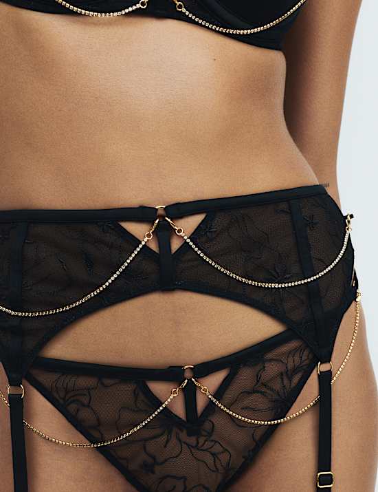 Freya Embroidered Wired Push-Up Balcony Bra & Suspender Set A-E