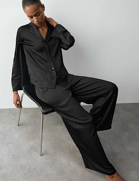 Premium Satin Revere Pyjama Top & Pant Set