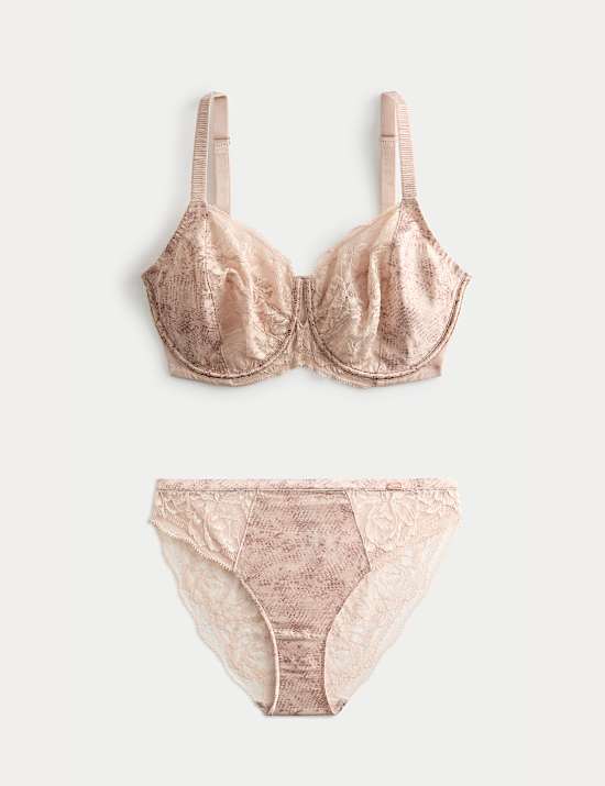 Rosalie Silk & Lace Wired Minimiser Bra Set C-G