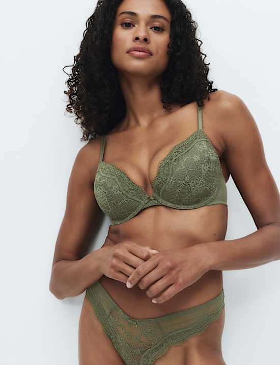 Jasmine Lace Wired Plunge Bra Set A-E