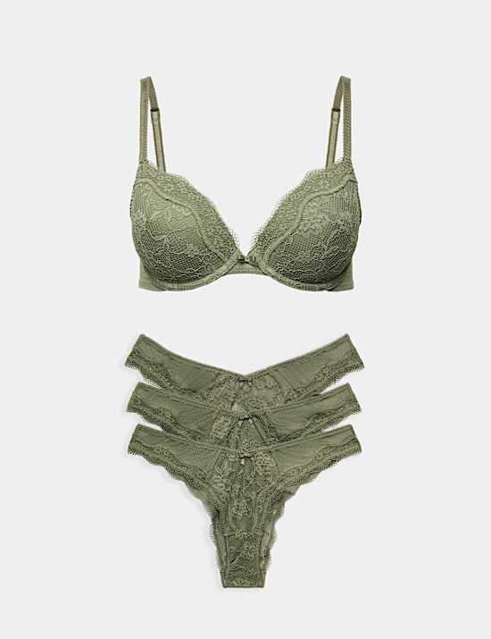Jasmine Lace Wired Plunge Bra Set A-E
