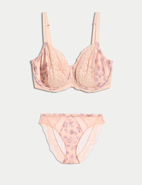 Cherry Blossom Silk Wired Minimiser Bra Set C-G