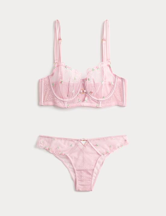 Leah Embroidery Wired Longline Balcony Bra Set A-E