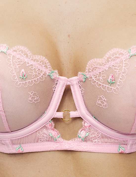 Leah Embroidery Wired Longline Balcony Bra Set A-E