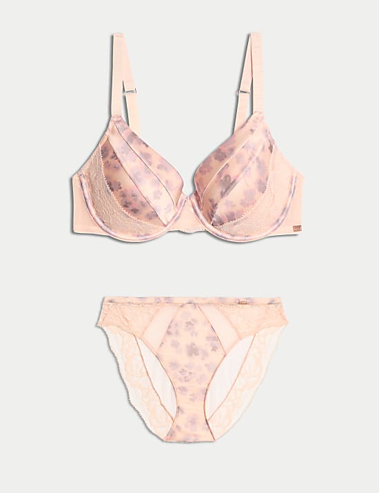 Cherry Blossom Silk Wired Full Cup Bra Set A-E