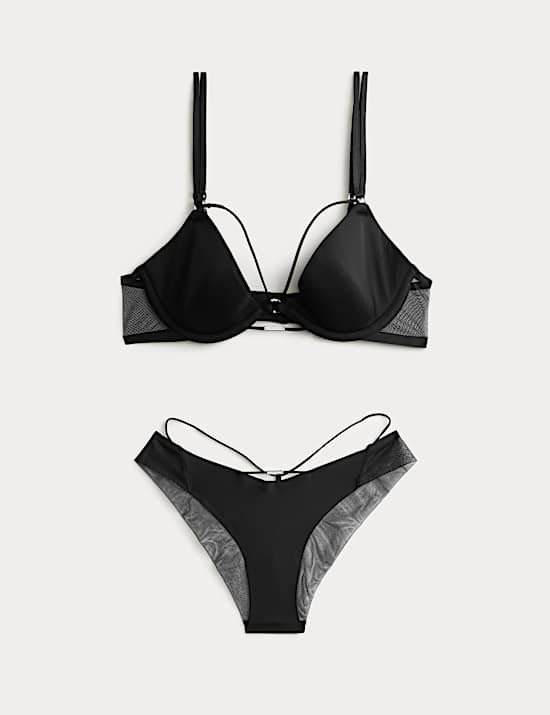 Black Label Smoothing Wired Plunge Bra Set A-E