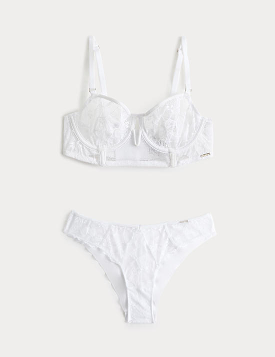 Savannah Lace Wired Longline Balcony Bra Set A-E