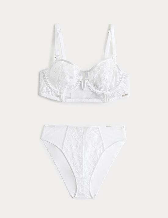 Savannah Lace Wired Longline Balcony Bra Set A-E