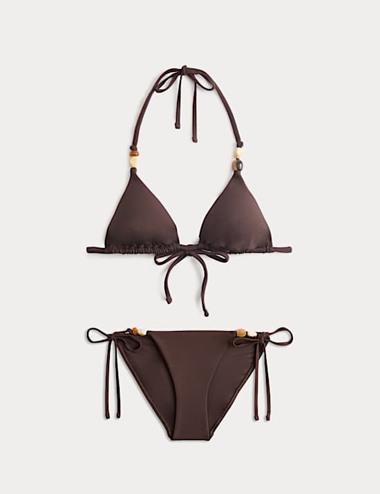 Ensemble bikini triangle &agrave; perles