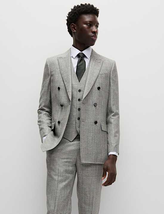 Slim Fit Wool Blend Check Suit