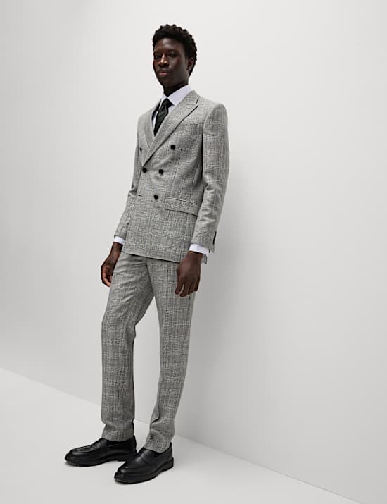 Slim Fit Wool Blend Check Suit