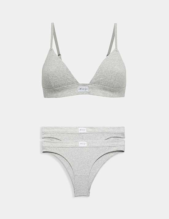 Asta Cotton Rib Non Wired Bralette Set