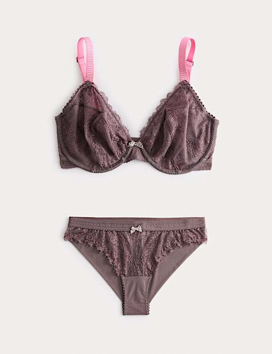 Soutien-gorge plongeant Anna en dentelle &agrave; armatures, bonnets F &agrave; H