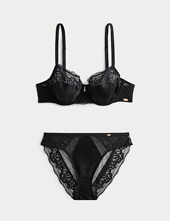 Silk & Lace Wired Balcony Bra Set