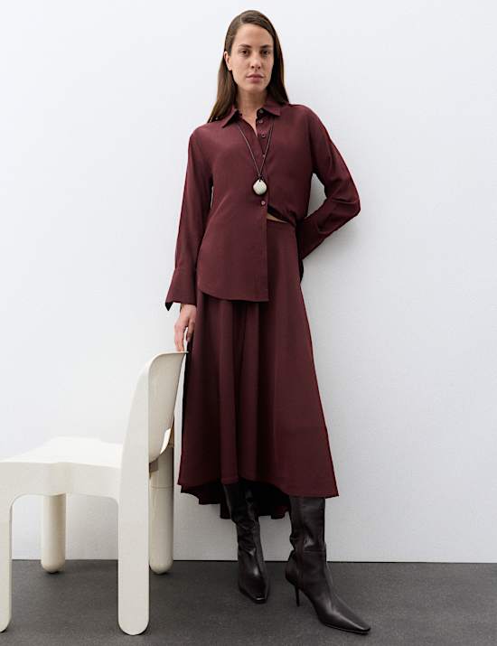 Silk Shirt & Skirt Set