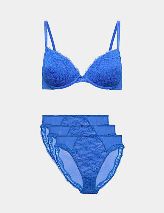 Jasmine Lace Wired Plunge Bra Set A-E