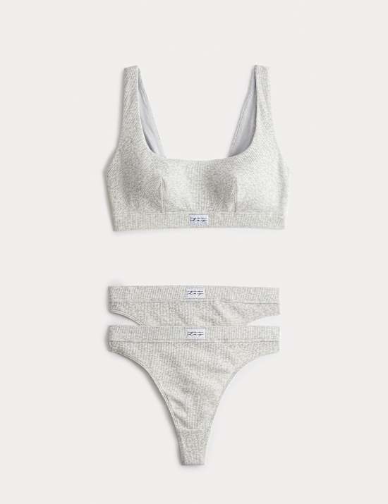 Juni Cotton Rib Non Wired Crop Top Set A-E