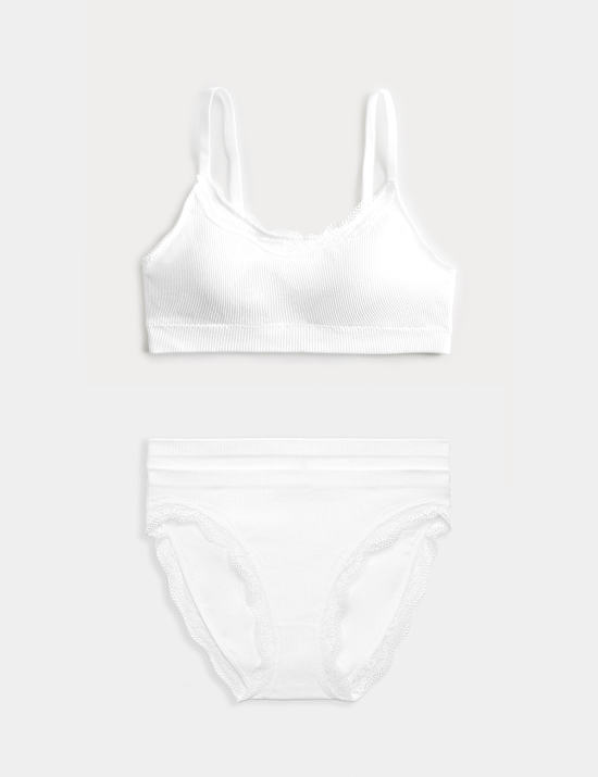 Jasmine Lace Non Wired Seamfree Crop Top Set